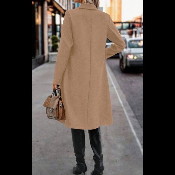 Double button long peacoat pea coat preppy jacket black - Picture 3 of 4